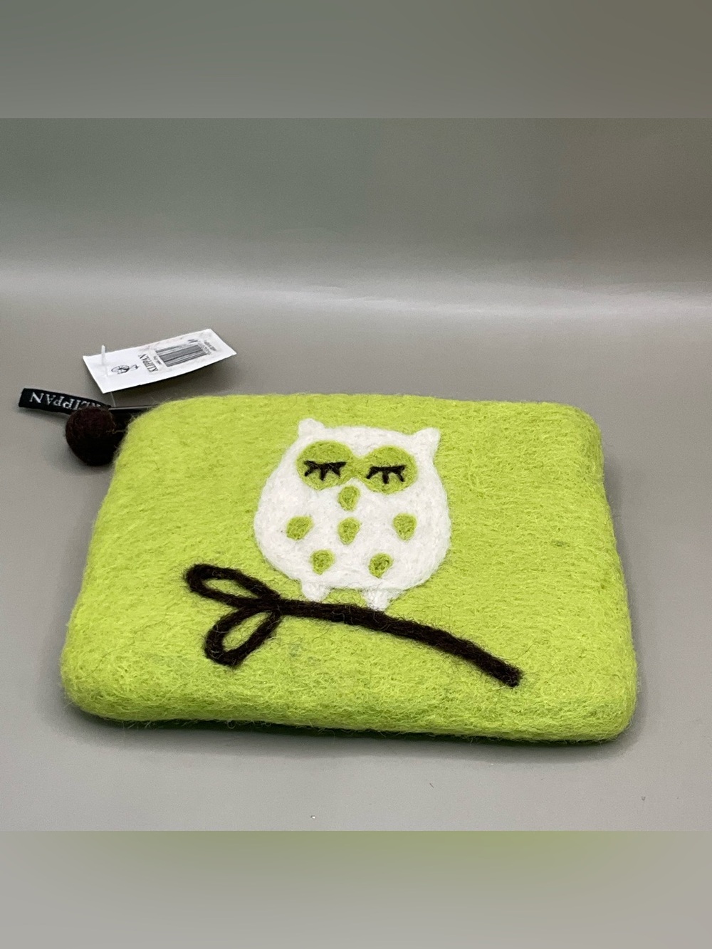 Klippan Women’s Coin Purse Wallet 100% Wool Green Black White Owl